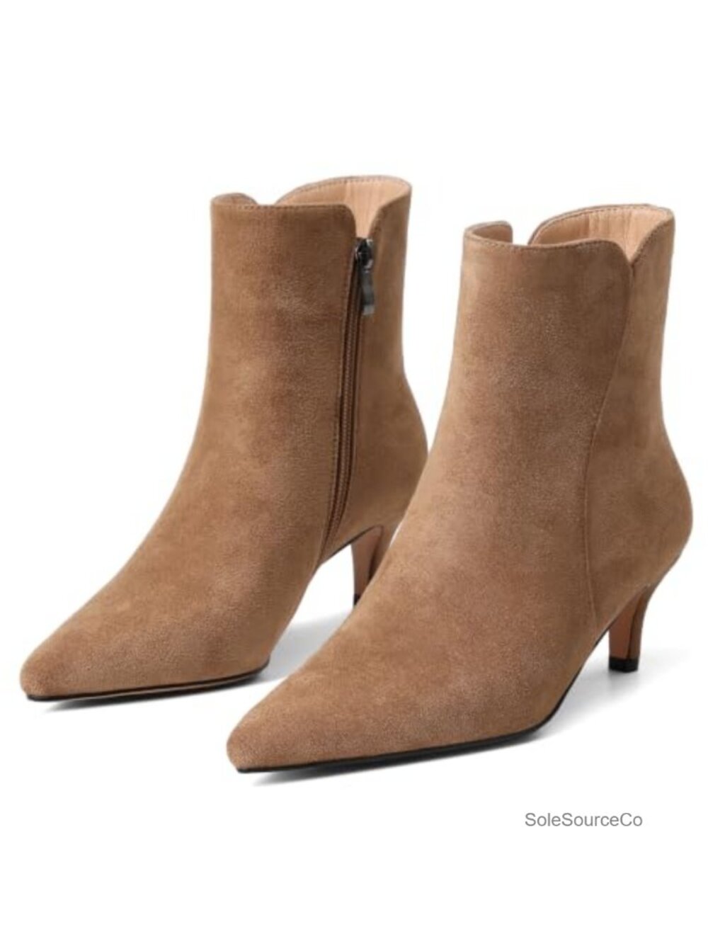 Kitten Heel Ankle Boots Pointed Toe Faux Suede Dress Booties Women